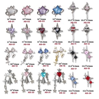 Charm bạc đính đá đủ màu trang trí móng tay ab