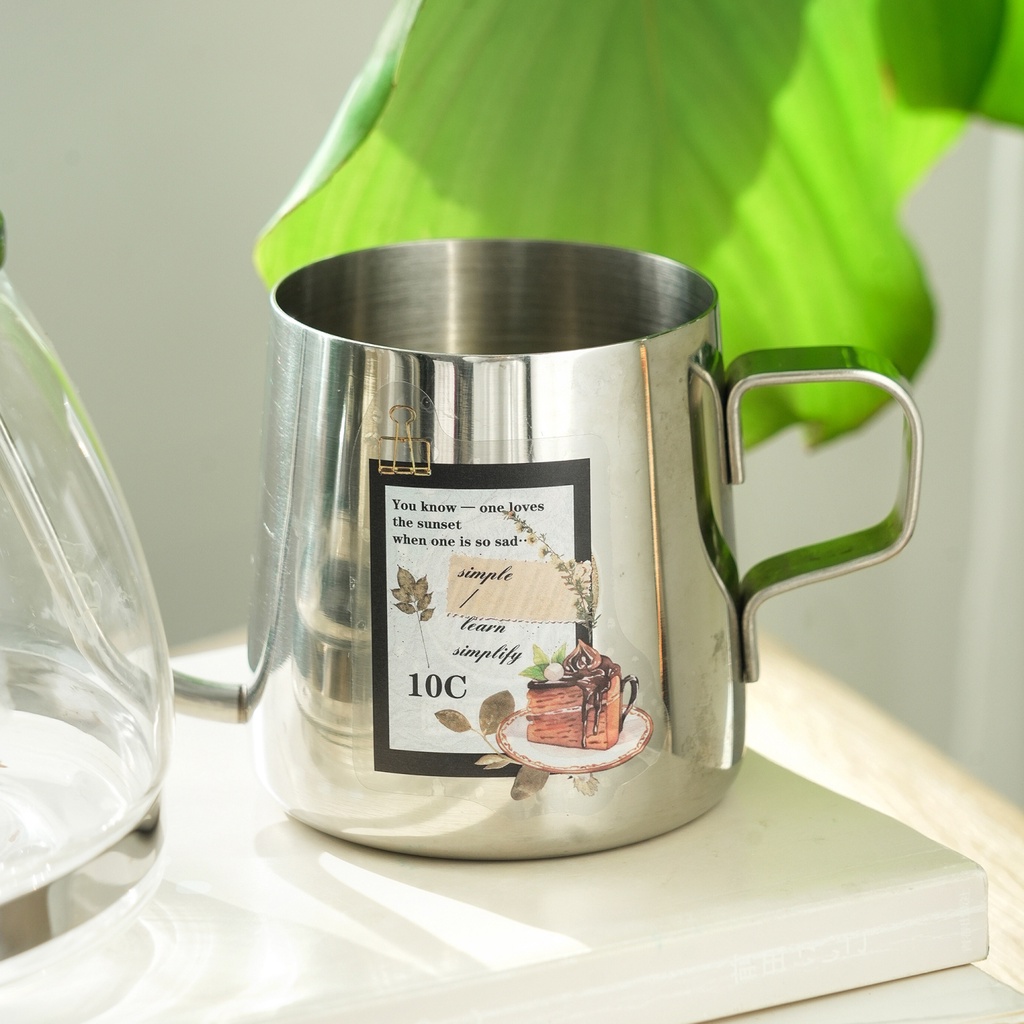 Enwei Bộ 30 Miếng Dán pet In Chữ coffee Collagen Dễ Thương Dùng Trang Trí Sổ Tay