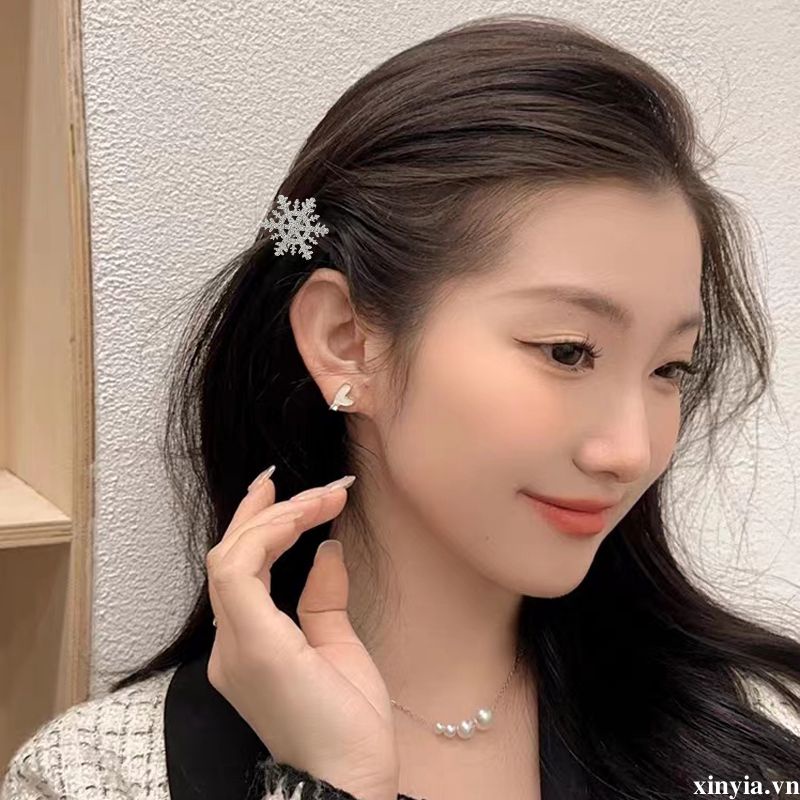 🌺🌺Kẹp Tóc Hình Bông Tuyết Màu Bạc Dễ Thương Phong Cách Hàn Quốc Cho Nữ