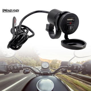 MONDANDI Ổ Cắm Sạc Usb 12V Chống Nước Có Công Tắc Cho Xe Máy/Xe Đạp