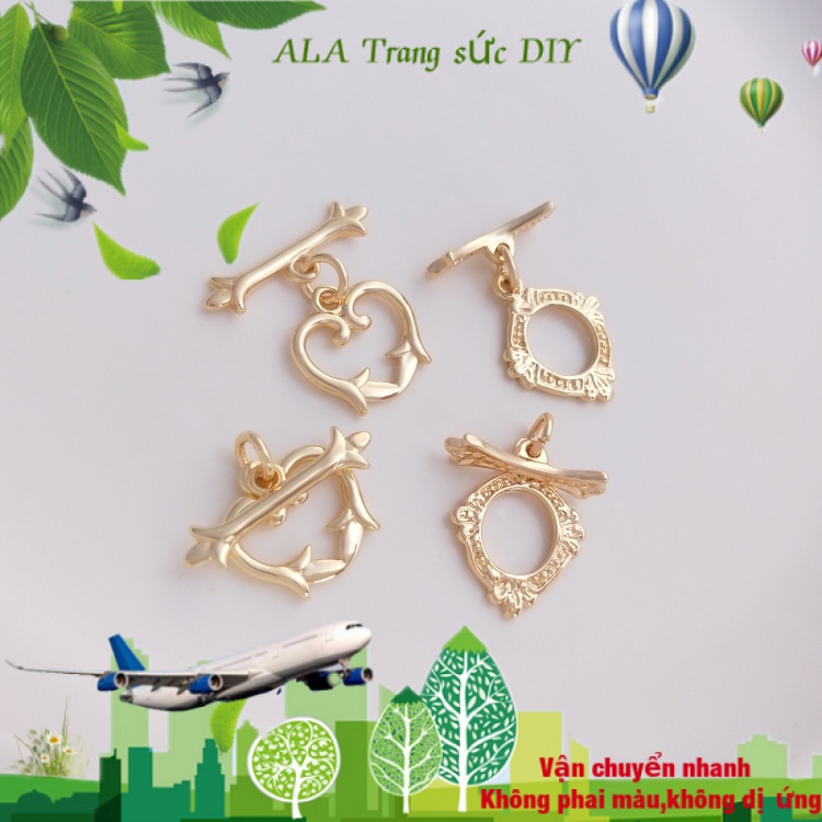💖Trang sức DIY phụ kiện💖Khóa Cài Mạ Vàng 14k Hình Bông Hoa Nhiều Màu Sắc Dùng Làm Trang Sức DIY