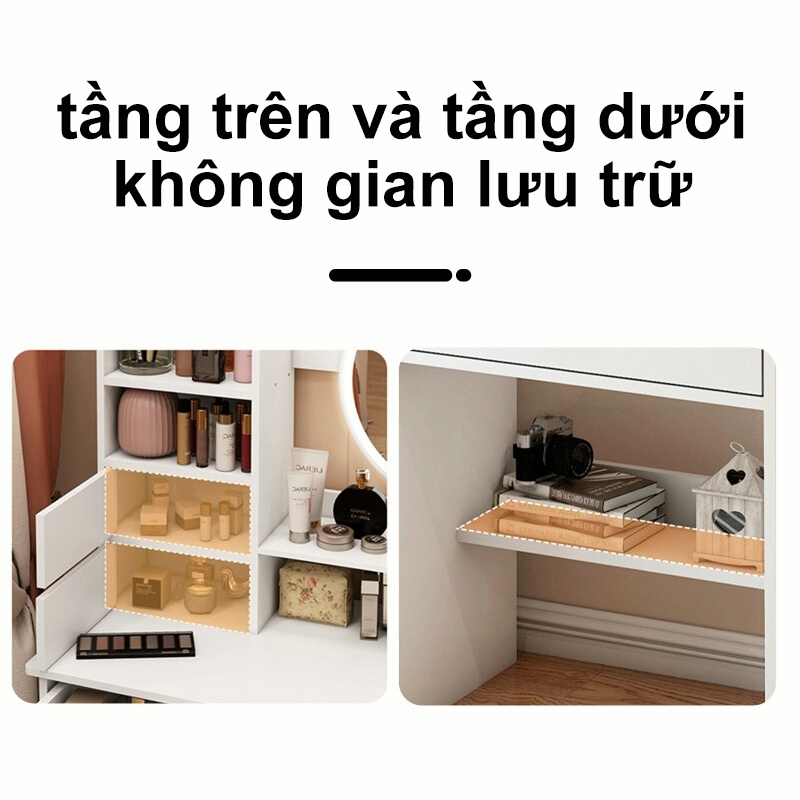 Bàn trang điểm đa năng Kèm gương tròn Tủ lưu trữ Tiết kiệm diện tích Cho phòng ngủ 𝙎𝙐𝙉𝙉𝙔 𝘽𝙄𝙀𝙍𝙀 | BigBuy360 - bigbuy360.vn