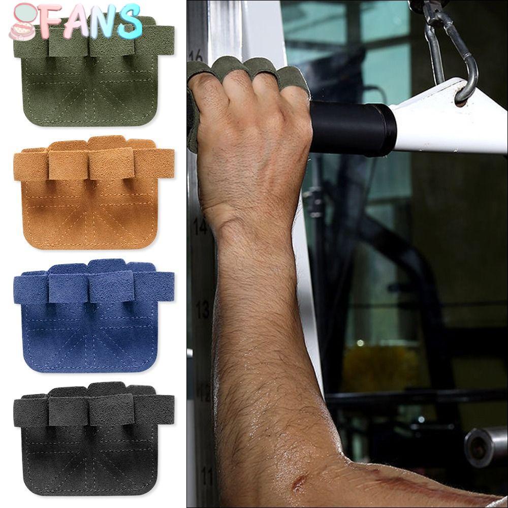 Fans 1 cái / 1 đôi găng tay nâng tạ da bò đào tạo nửa ngón tay tay nắm găng tay tập gym