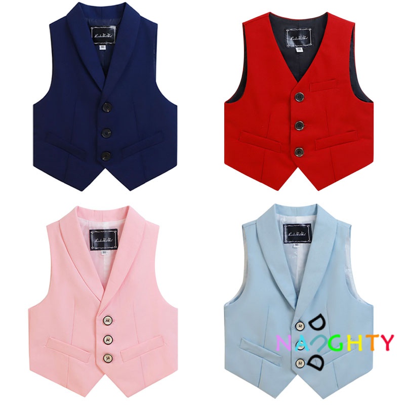 Set Đồ Vest Màu Sắc Đơn Giản Thanh Lịch Cho Bé Trai 1-15 Tuổi