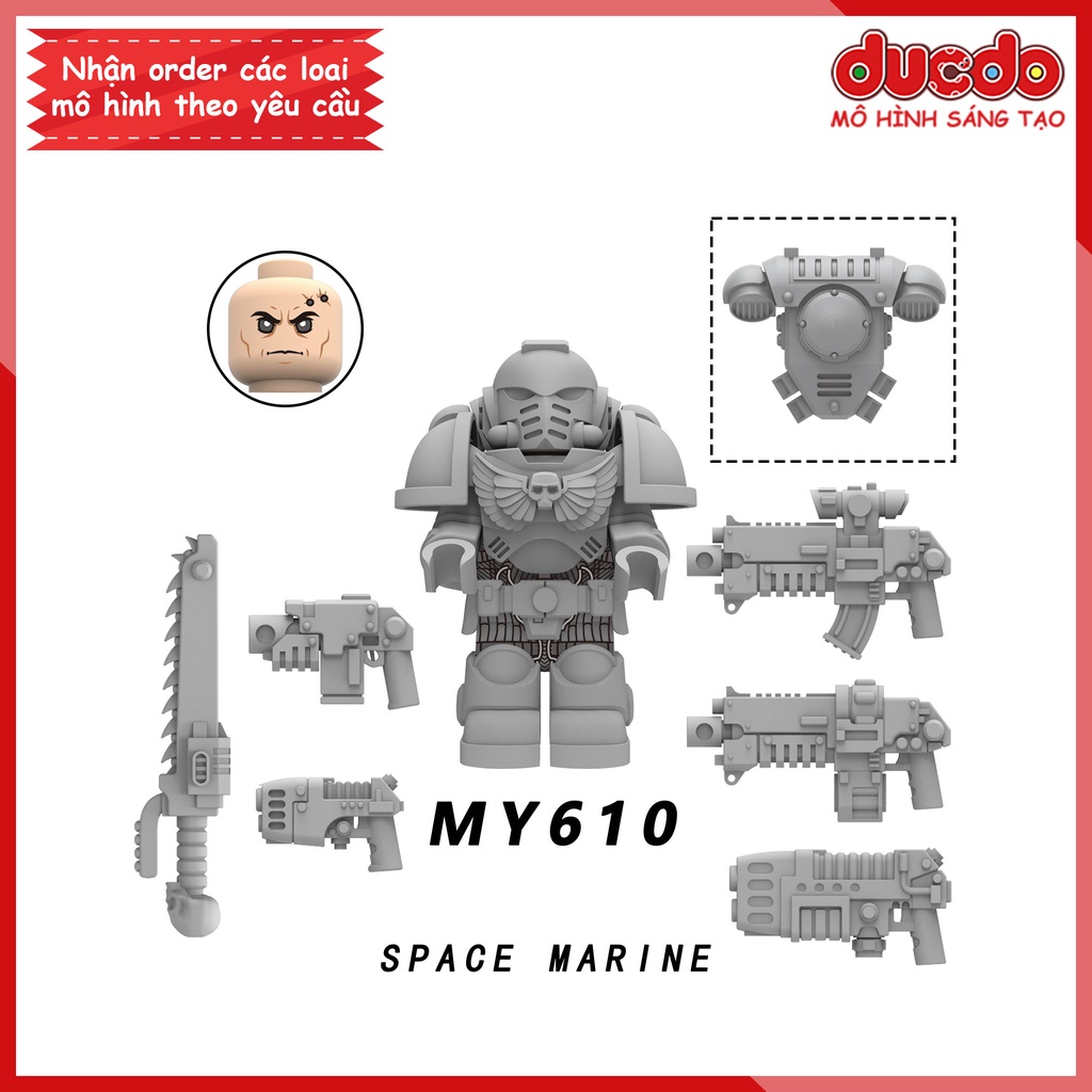 Minifigures Warhammer 40k Chiến Binh Bán Thần Adeptus Astartes Space Marines - Đồ Chơi Lắp Ráp Mini MY606 - 610