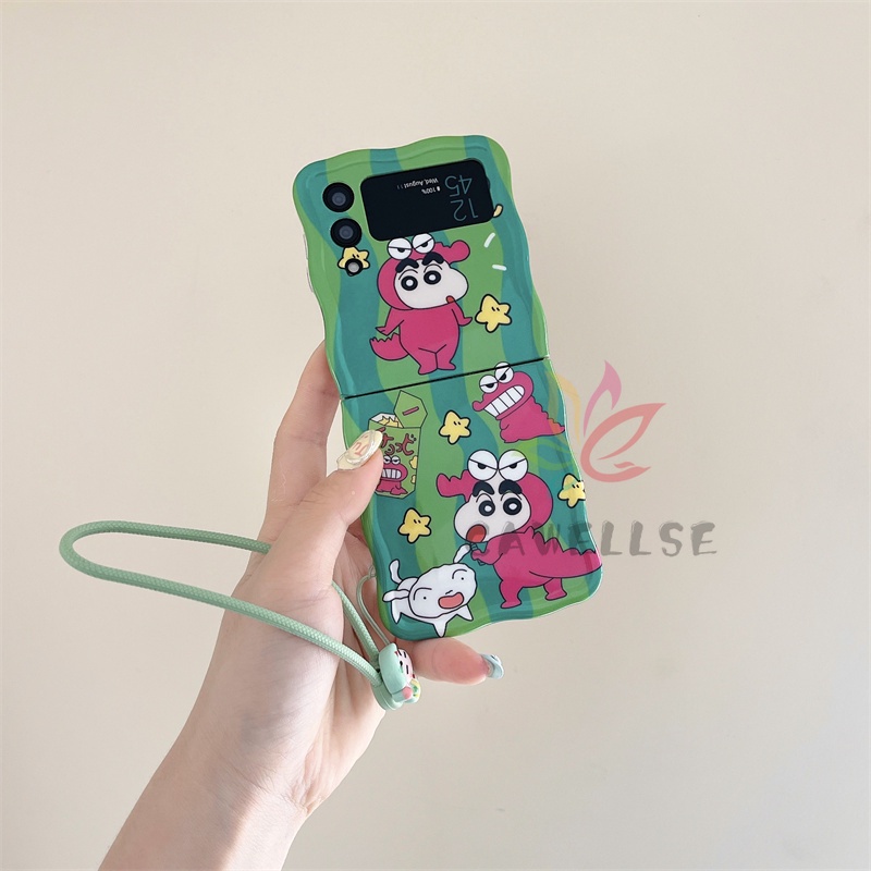 Ốp Điện Thoại tpu Silicon Mềm Họa Tiết Hoạt Hình Có Dây Đeo Cho samsung galaxy z flip 5 z flip 4 flip 3 4 5