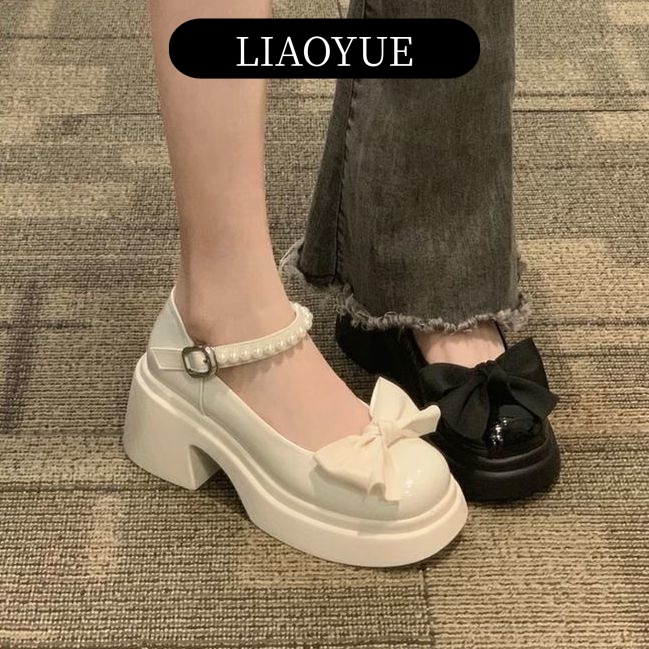 LIAOYUE giày cao gót nữ giày nữ lolita giày Giày búp bê gót đại đính tinh thể B22G024 34Z230821