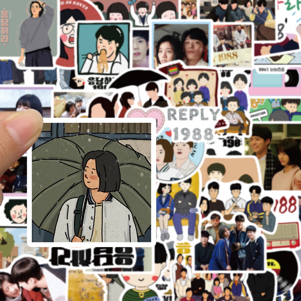 Bộ 50 Miếng Dán Trang Trí Mũ Bảo Hiểm / Bút Chì Chống Thấm Nước Họa Tiết graffiti Duraglossworld 1988 8