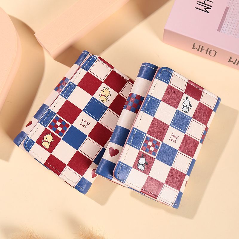 Ví Gập 30% Đựng Thẻ Đa Năng in Họa Tiết Caro Phong Cách Mới 2024 Cho Nữ