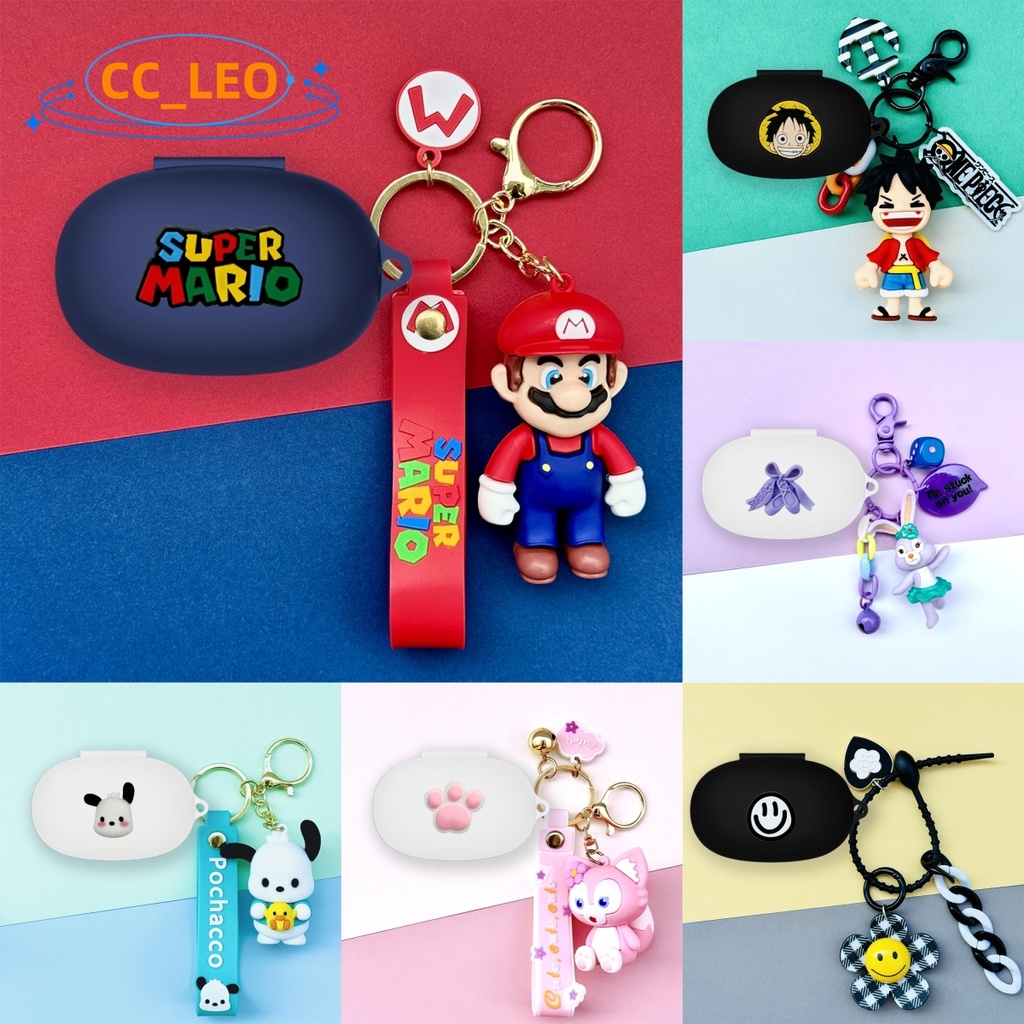 For JBL Free II Case JBL QUANTUM TWS Silicone Soft Case Cartoon Mario Daisy Keychain Pendant JBL Ref