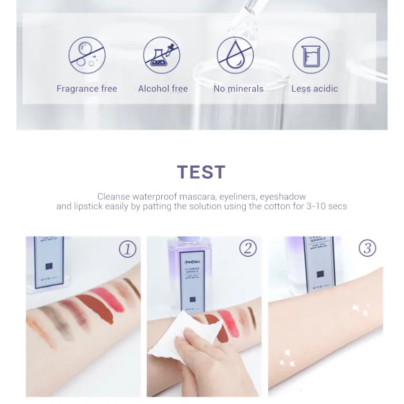 Tẩy trang Amortals tách nước dầu làm sạch sâu mắt và môi Hạt nho tẩy trang mắt và môi ba trong một