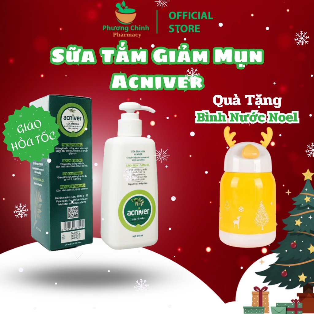 Sữa tắm giảm mụn lưng Acnevir Santafa giúp giảm viêm lỗ chân lông, viêm nang lông, kháng khuẩn, sạch mụn - Chai 210ml