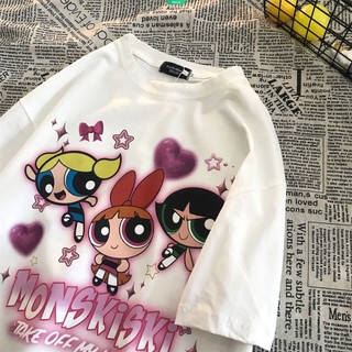 Áo Thun Ngắn Tay In Hoạt Hình Kiểu harajuku Nhật Bản Thời Trang Mùa Hè Cho Các Cặp Đôi