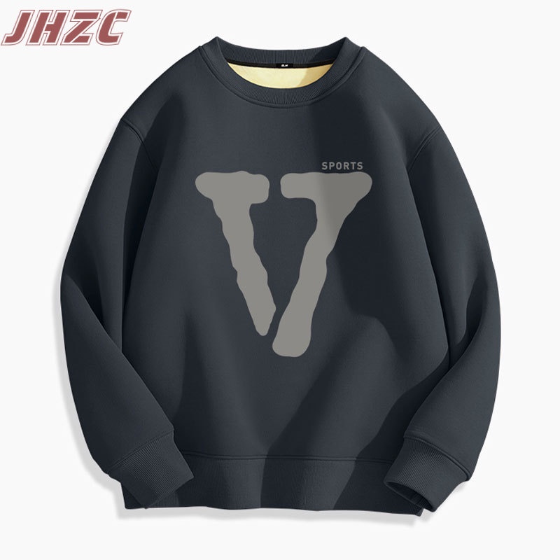 Áo Sweater Nhung Dày Dặn Cổ Tròn Dáng Rộng In Chữ Phong Cách Thời Trang Thu Đông Cho Nam Giới