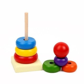 Bộ đồ chơi gỗ tháp cầu vòng, tháp thả gỗ cầu vòng size nhỏ cho bé