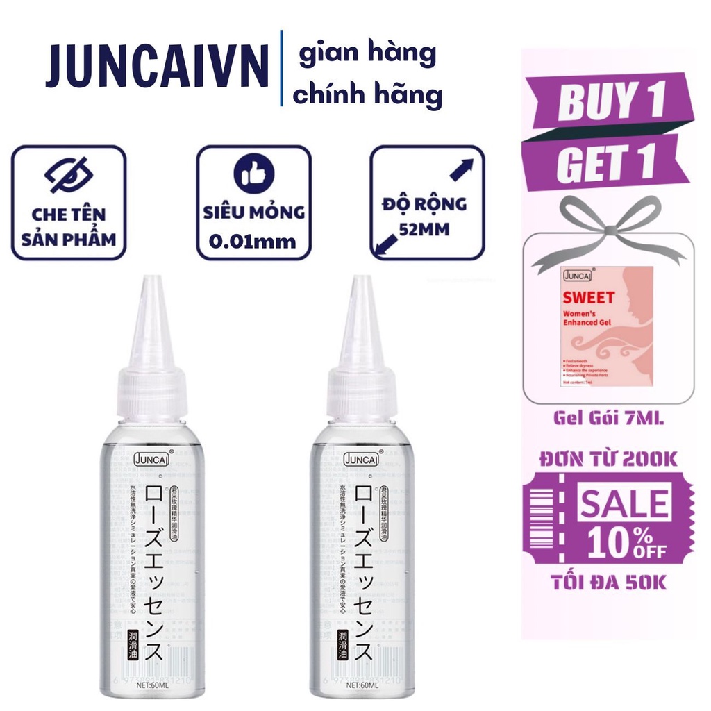 Gel bôi trơn JUNCAI Rose gốc nước tinh chất hoa hồng dưỡng ẩm và se khít 60ml