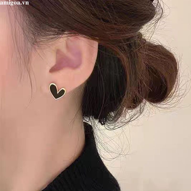 ✨✨Khuyên Tai Hình Trái Tim Màu Đen Độc Đáo Thời Trang Dự Tiệc Cho Nữ Mới