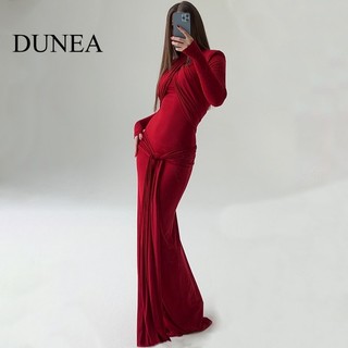 DUNEA Đầm Nữ Tay Dài Có Mút Đệm Ngực Quyến Rũ