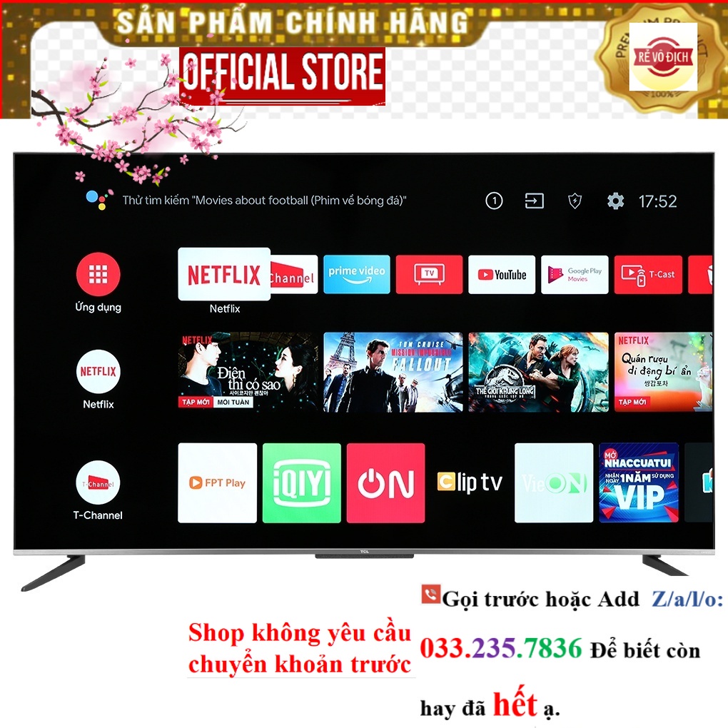  Android Tivi QLED TCL 4K 65 inch 65Q726