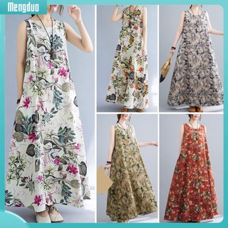 Bộ Đồ Thời Trang Thiết Kế Dễ Thương Cá Tính| Đầm Maxi Không Tay Dáng Rộng In Họa Tiết Hoa Thời Trang Mùa Hè Cho Nữ