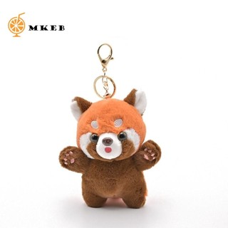 Gấu trúc nhồi bông màu đỏ mềm mại treo móc khóa