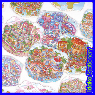  Idako  Meow Star Dreamland Series  Nhãn dán cảnh quan ba chiều thu nhỏ Phim hoạt hình sáng tạo Vui nhộn Cảnh thu nhỏ Nhãn dán ba chiều SS278 