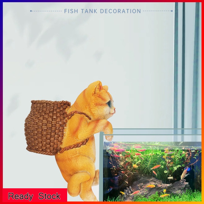 Phụ Kiện Trang Trí Bể Cá Hình Mèo Đeo Ba Lô Dễ Thương