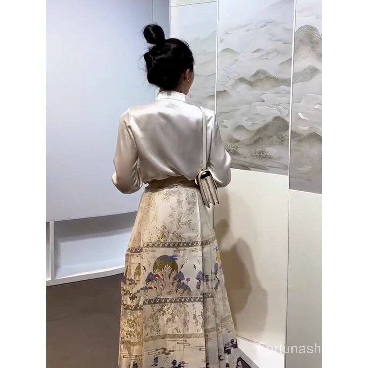 Mới Váy Hán Phục Cách Tân Họa Tiết Ngựa Phong Cách Trung Hoa Cho Nữ