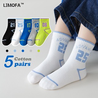 LJMOFA Đôi Vớ cotton Thoáng Khí Họa Tiết Số Cho Bé Từ 3-15 Tuổi