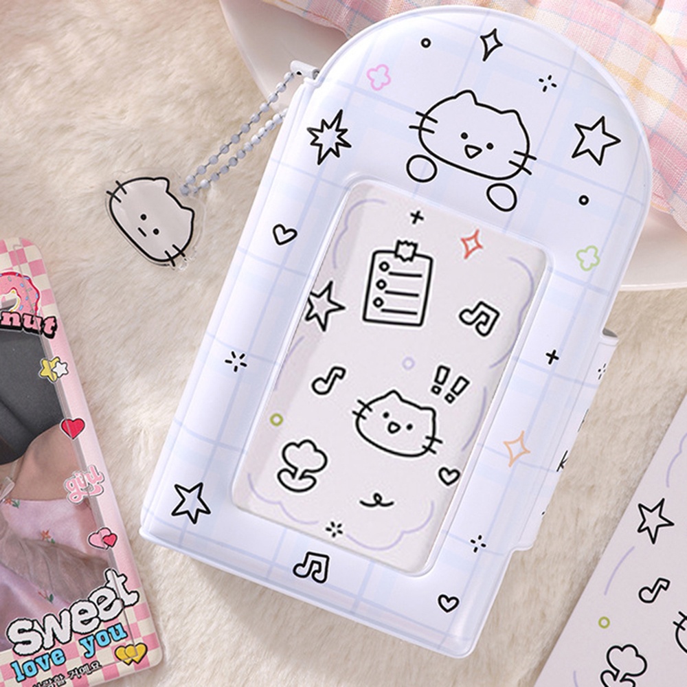 Ví Đựng Thẻ idol Hình Vuông 3 inch Họa Tiết Hoạt Hình Dễ Thương Có Khóa Cài