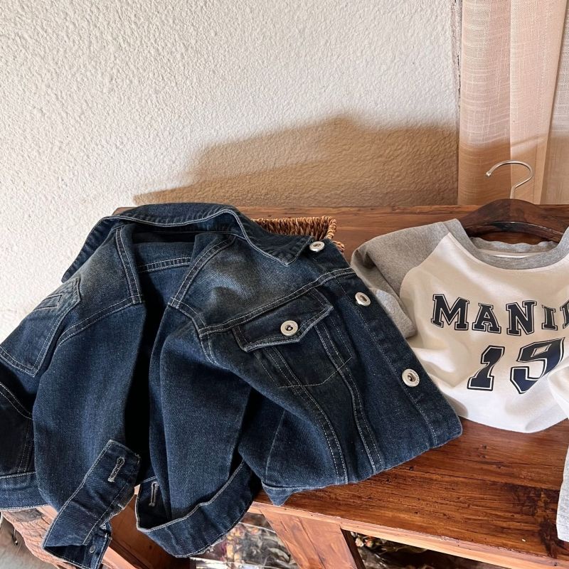 Áo Khoác denim Màu Sắc gradient Phong Cách Hàn Quốc Cho Bé Trai