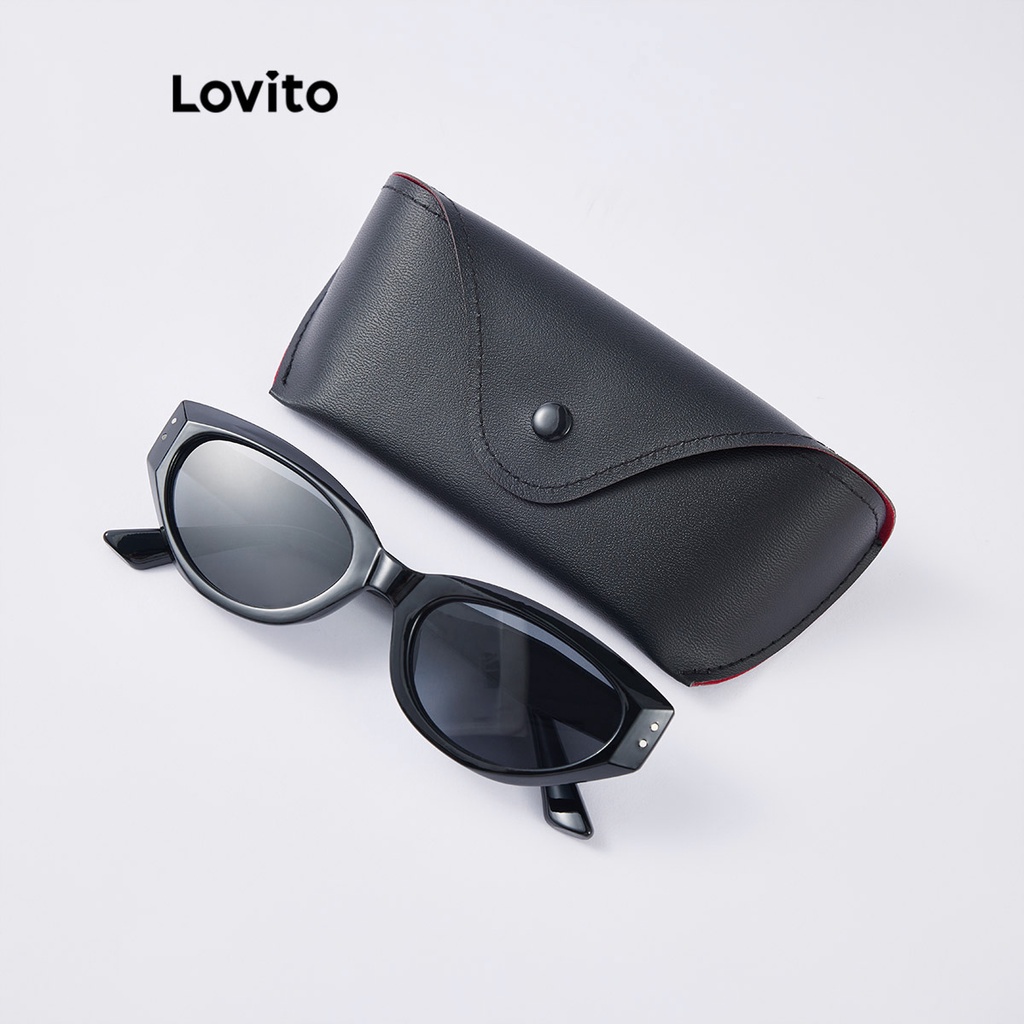 Kính mát Lovito mắt mèo màu trơn đơn giản thường ngày cho nữ L63AD257