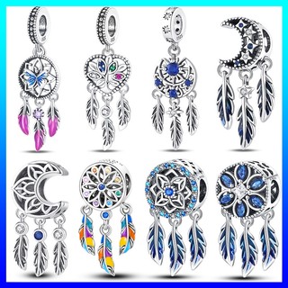 Pandora hạt charm dreamcatcher đầy màu sắc bằng bạc 925 chính hãng tự làm trang sức vòng tay
