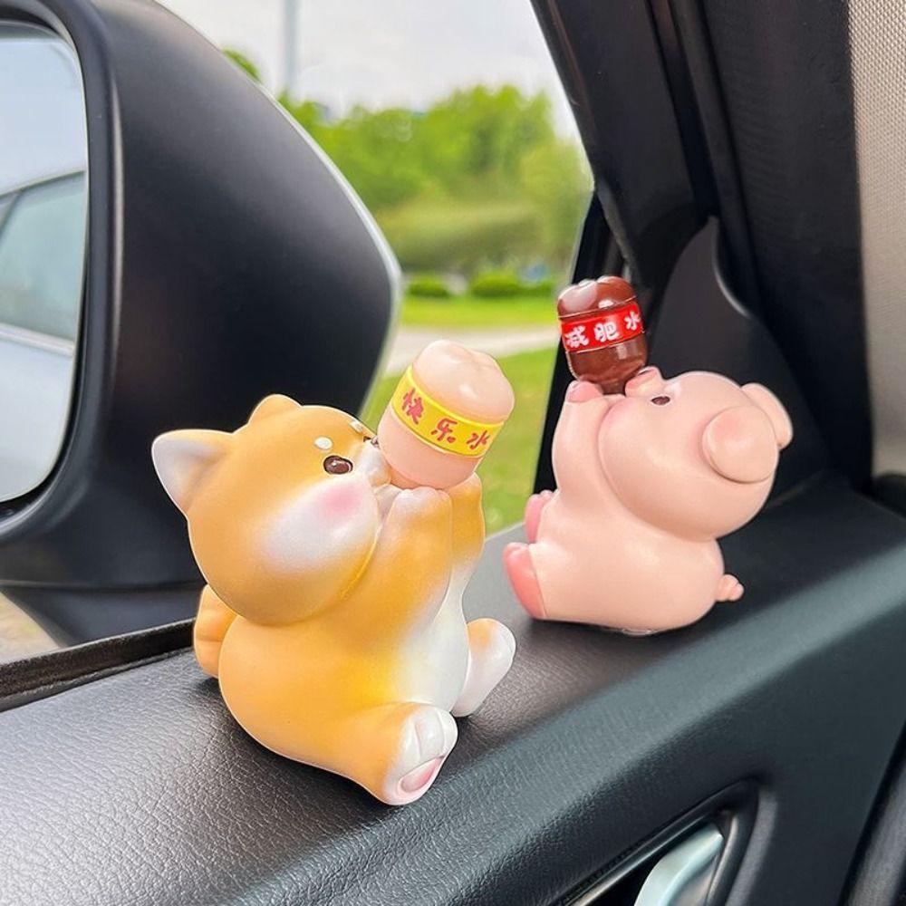 Lanfy Mô Hình Đồ Chơi Động Vật Hoạt Hình Thỏ Heo Gấu Trúc Chó soda diy Trang Trí Xe Hơi
