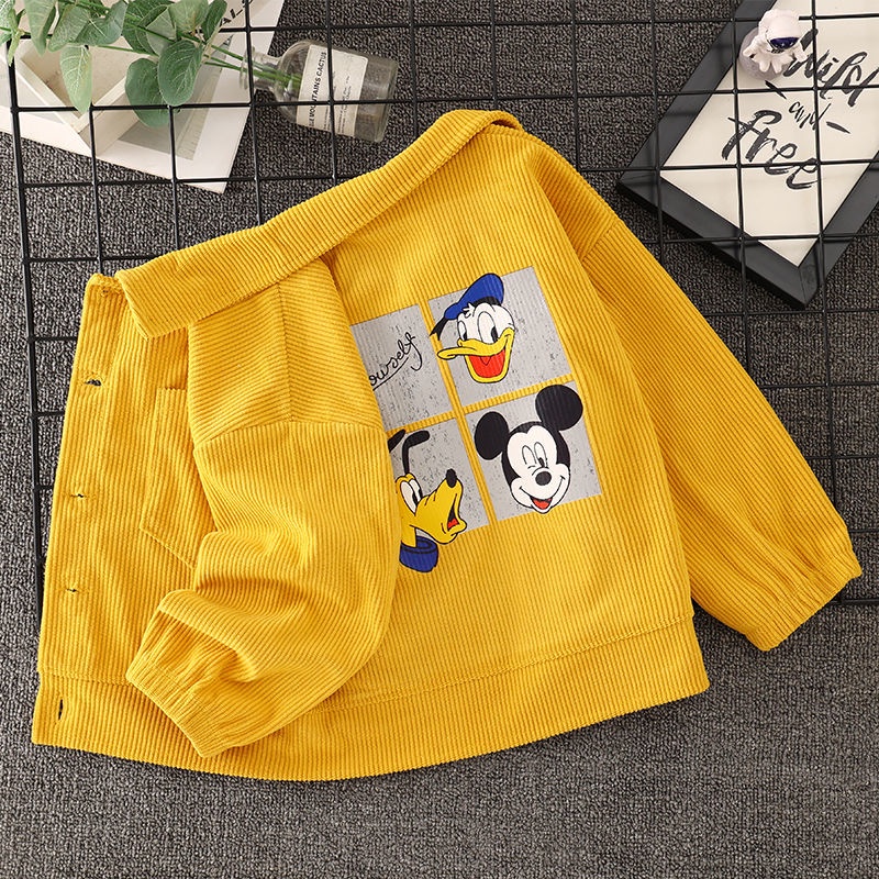 Áo Khoác Nhung Kẻ Một Mảnh In Hoạt Hình Thời Trang Thu Đông Dành Cho Bé Trai Bé Gái