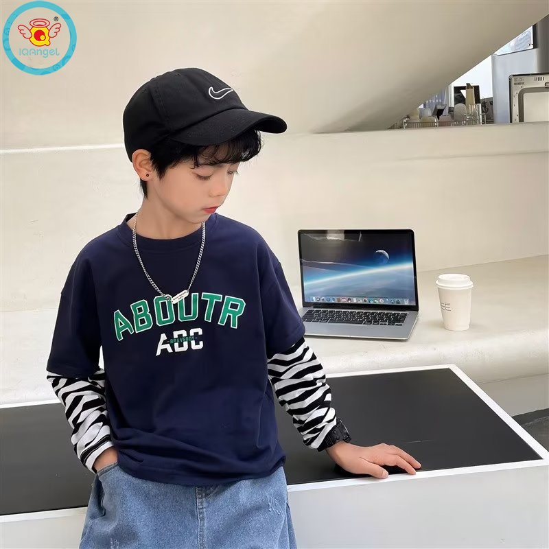 Iq Áo Thun Tay Dài Thời Trang Xuân Thu Cho Bé Trai