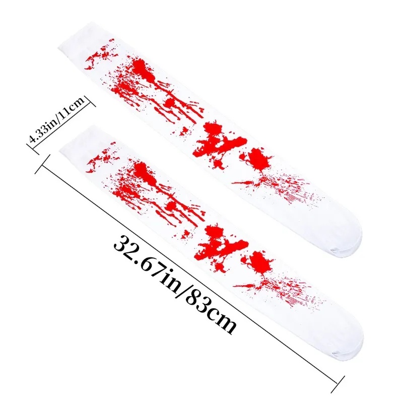 Set 2 Đôi Găng Tay / Vớ Cao In Hình Máu Kinh Dị Hóa Trang halloween