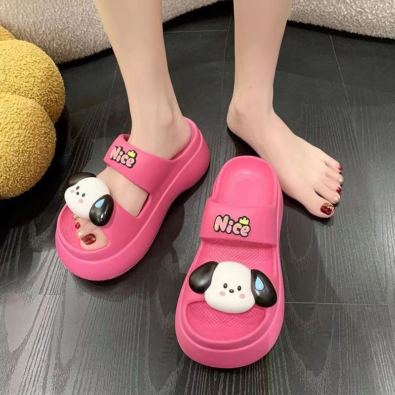 𝐢𝐃É𝐏 𝐃𝐋𝟑𝟕𝟗 Dép bánh mì nữ quai ngang đế dày cao 6cm hình CÚN NICE tai dài dễ thương siêu nhẹ