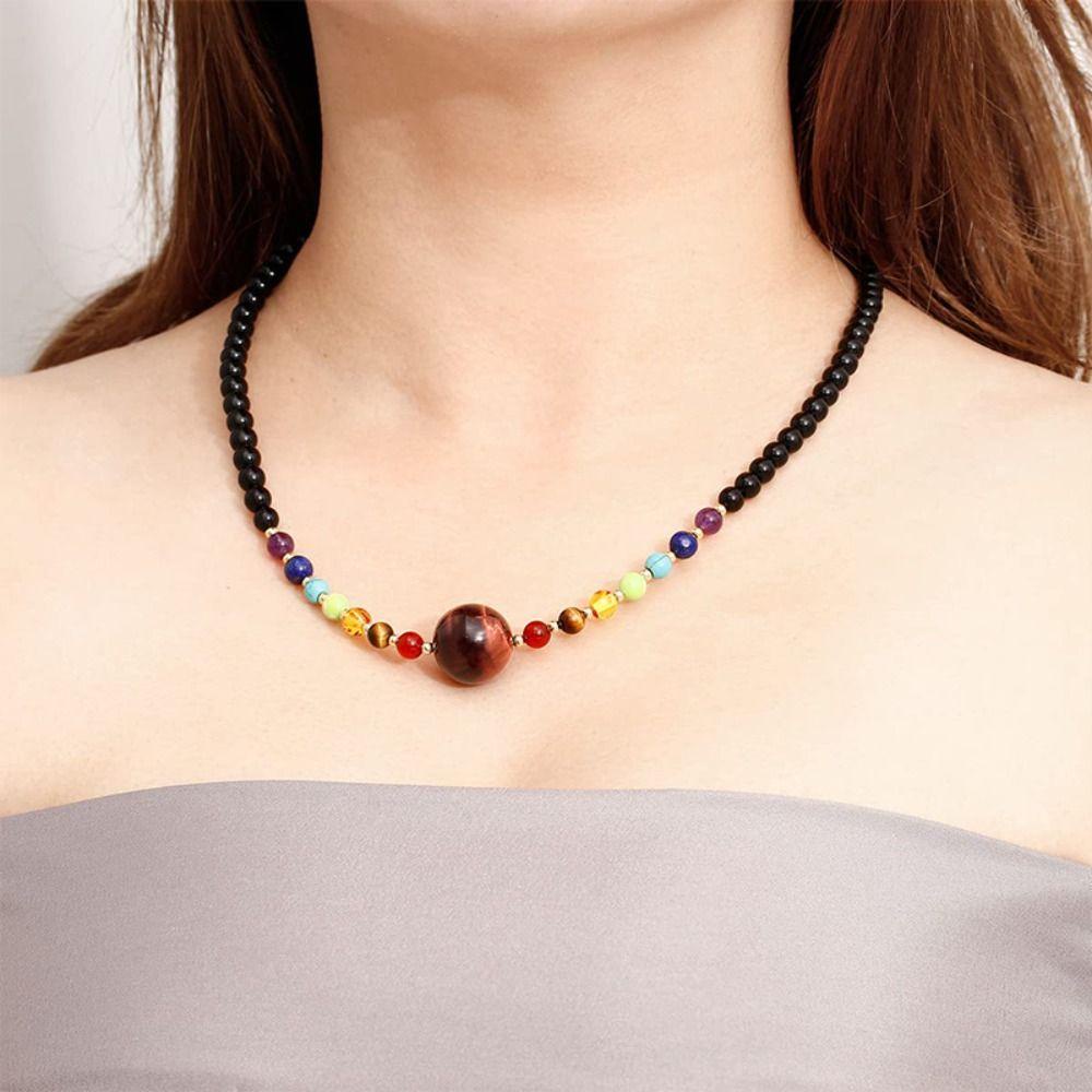 Euca Vòng cổ 7 Viên Đá chakra 7 Viên Đá yoga Cầu Nguyện reiki lymphatic Làm Quà Tặng Sáng Tạo Cho Nữ