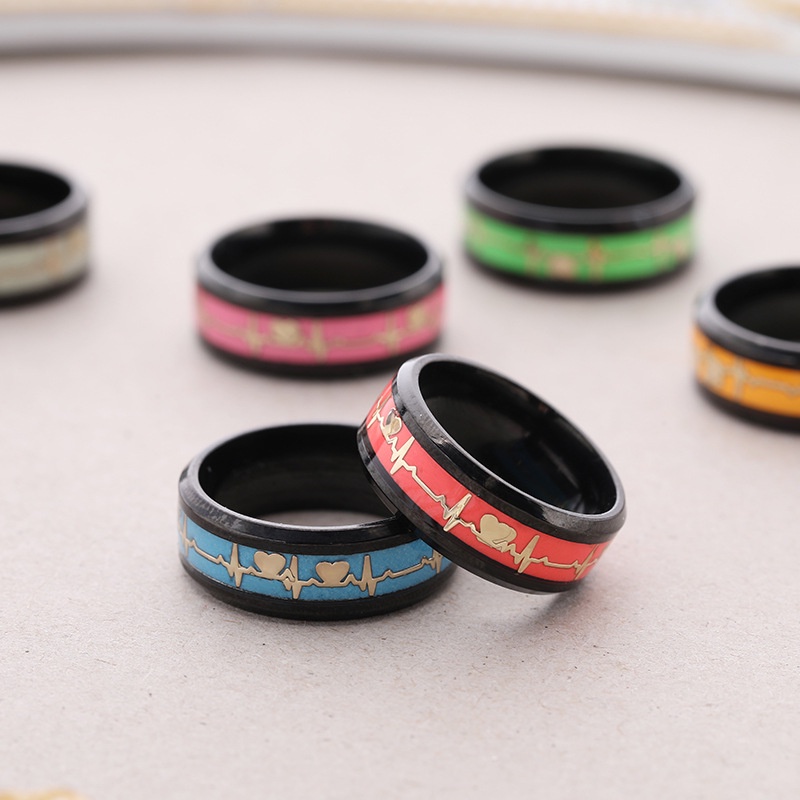 Nhẫn Thép Titan Không Gỉ Dạ Quang Thời Trang Cho Nam Nữ