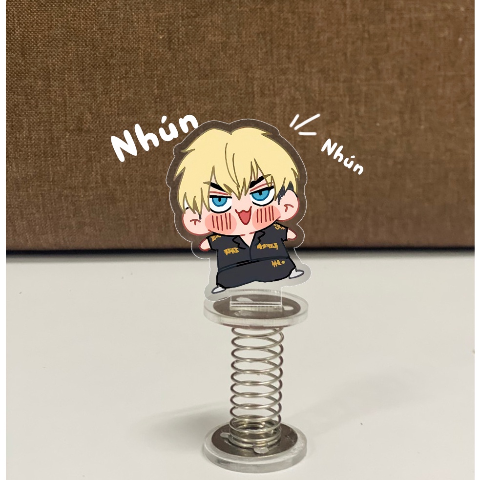 Mô Hình Standee  Lắc Lư Standee Lò Xo Tokyo Revengers Chibi Takemichi Mikey Draken Chất Liệu Acrylic Decor Bàn Học Tra