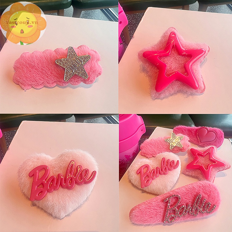 Vastji Kẹp Tóc Hình Ngôi Sao / Trái Tim Bằng Lông Nhung Màu Hồng Dễ Thương Xinh Xắn y2k 2023 vn