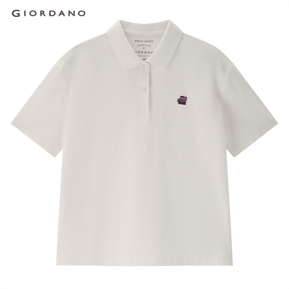 GIORDANO Áo polo nữ ngắn tay thêu bản rời nhiều màu tùy chọn 05313381