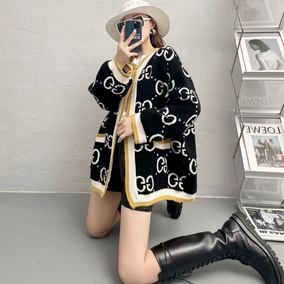 Áo Khoác cardigan Cổ Chữ v Dáng Rộng Phong Cách Thời Trang Thu Đông Hàng Mới 2023