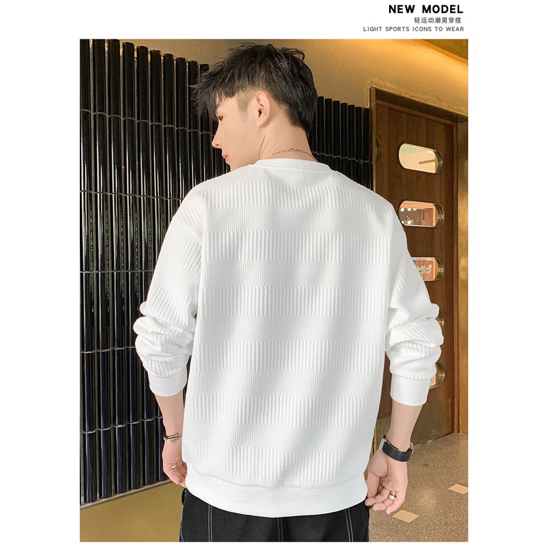 Áo Sweater Tay Dài Cổ Tròn Dáng Rộng Phong Cách Đường Phố Đơn Giản Thời Trang Xuân Thu Cho Nam