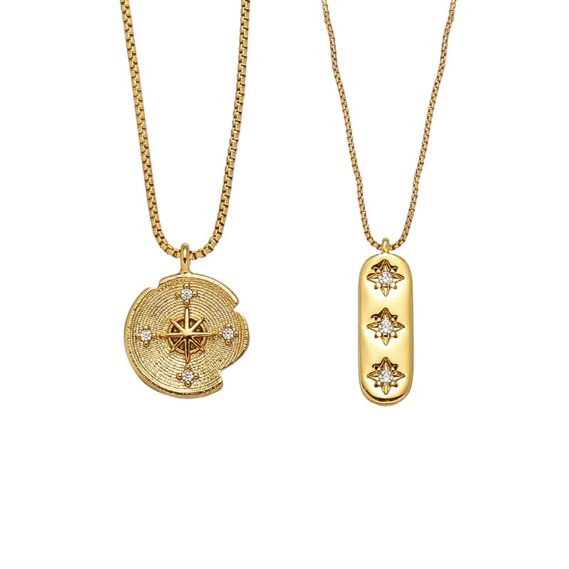 Mocouga / Dây Chuyền Đính Đá zircon Hình Vuông Phong Cách Âu Mỹ Tối Giản Cho Nữ