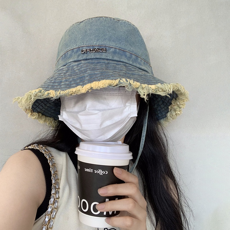 Nón bucket Vành Rộng In Chữ Phong Cách Hàn Quốc Cổ Điển Dành Cho Nữ
