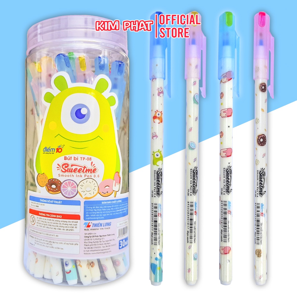 Bút đùn, Bút bi nến Thiên Long TP-08 Sweetme Ngòi 0.6mm Nét Thanh Mảnh shop 10k