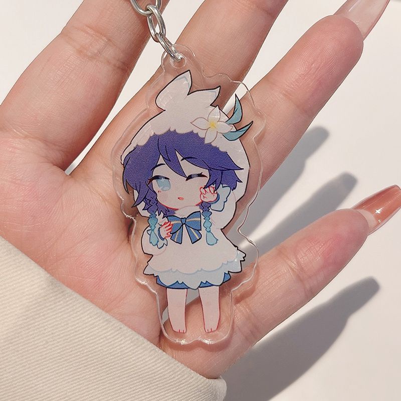 Móc khoá Genshin Impact Anime Venti Men Creative Kawaii Game nhựa Acrylic hai mặt, in hình các nhân vật dễ thương