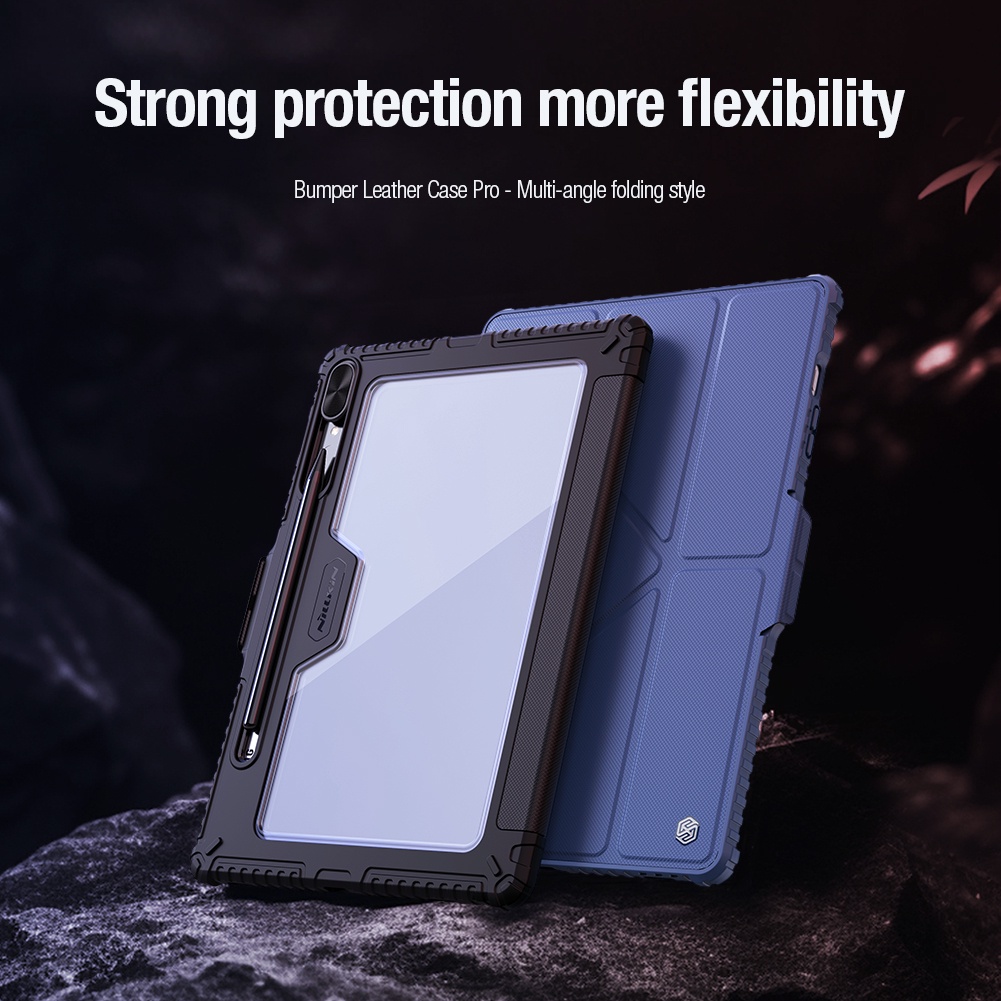 Ốp máy tính bảng NILLKIN PC cứng+da PU nắp gập chống sốc bảo vệ toàn diện 360 độ cho Samsung Galaxy Tab S9 Ultra